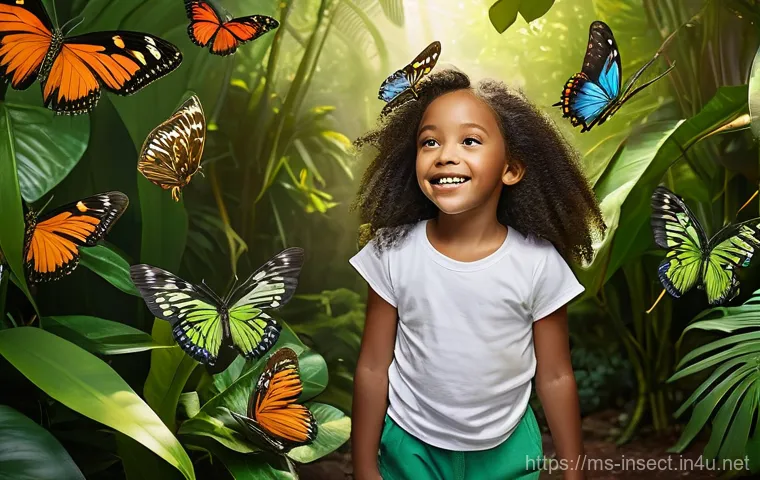 곤충 박람회 개최 장소 - Image Prompt 1: The Wonder of a Butterfly Sanctuary** 곤충 박람회 개최 장소 - Image Prompt 1: The Wonder of a Butterfly Sanctuary**
