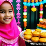 곤충의 독성 연구 사례 - **Prompt:** A young girl, around 7 years old, wearing a bright pink baju kurung and a matching hijab...